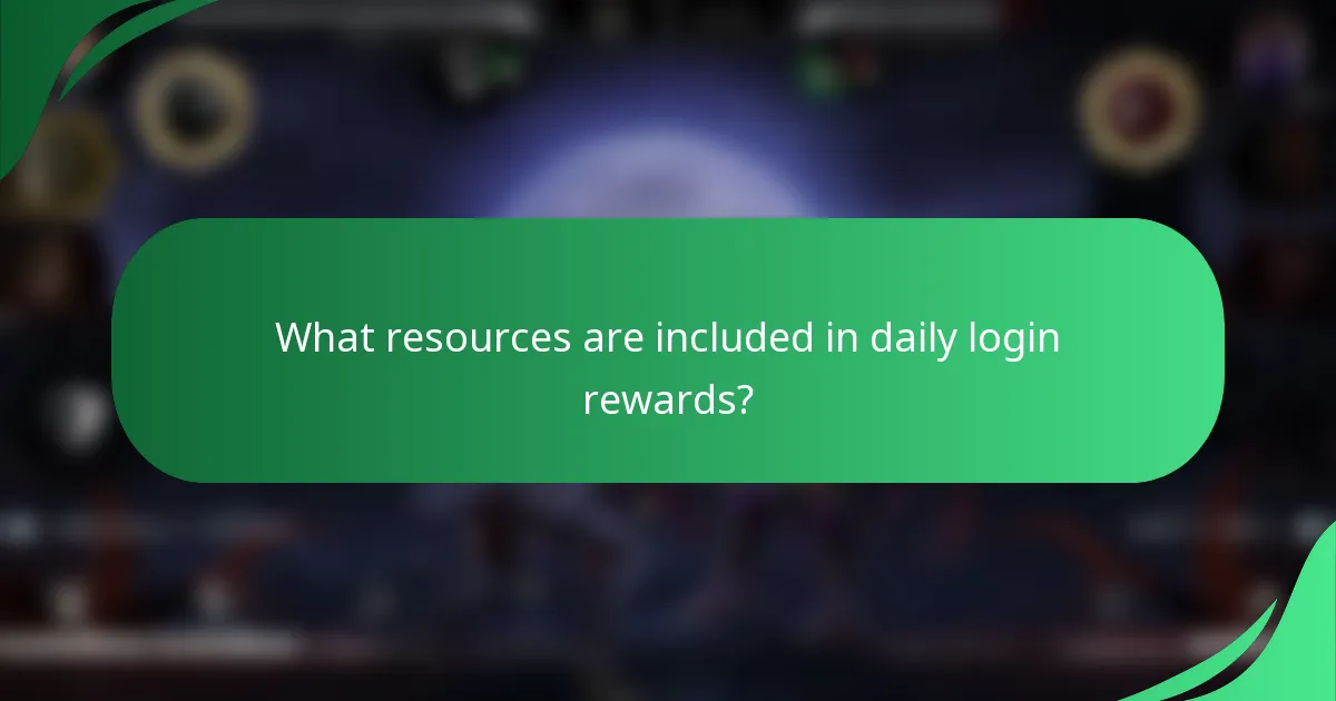 What resources are included in daily login rewards?